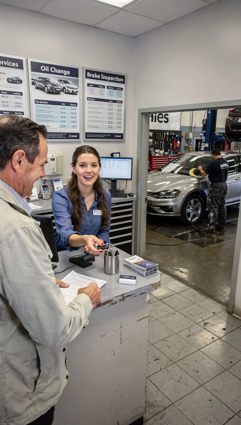 Detail nástroja používaného pri výmene oleja v autoservise.
